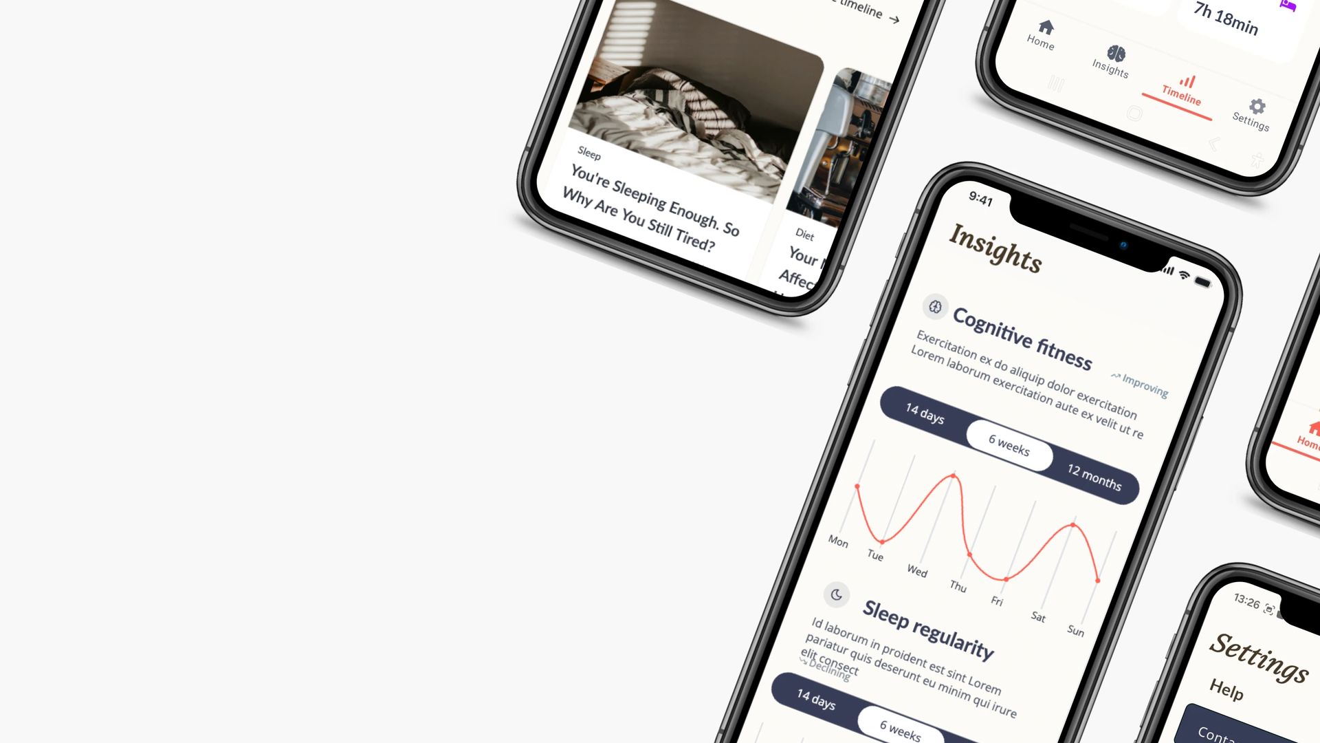 Tacet app screens on a set of phones